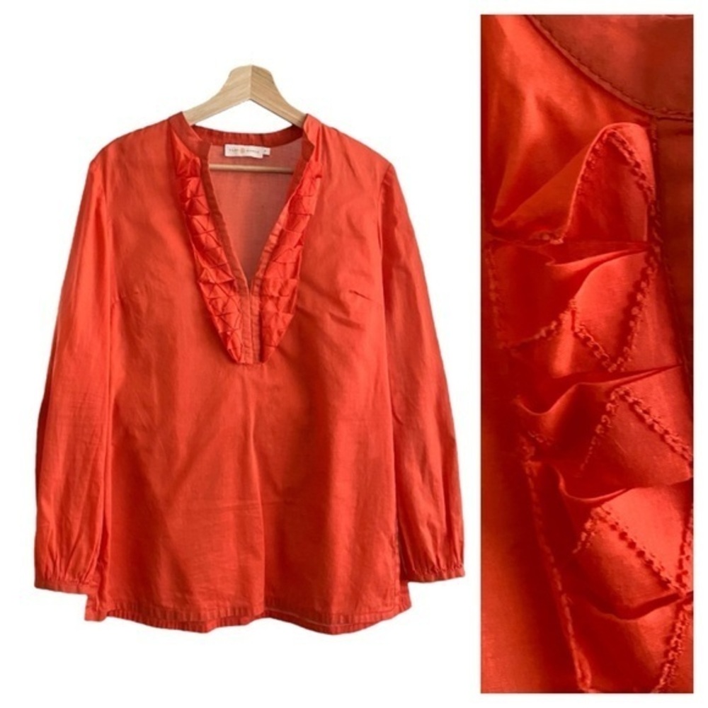 Tory Burch Orange Lightweight Tunic Blouse 6
